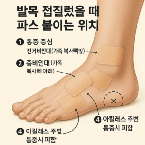 발목 접질렀을 때 파스 붙이는 위치 완벽 가이드(삐었을 때) 1 발목 접질렀을때 파스 붙이는 위치